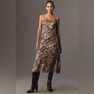 Anthropologie Square-Neck Slip Dress Python Snake Print XS